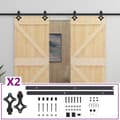 Miniatyrbild 1 av 11: vidaXL Skjutdörr med beslag 80x210 cm massiv furu
