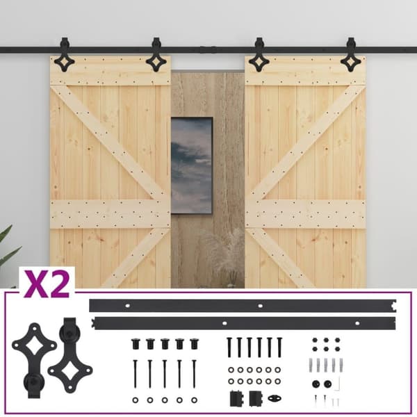 vidaXL skydedør med monteringssæt 90x210 cm massivt fyrretræ