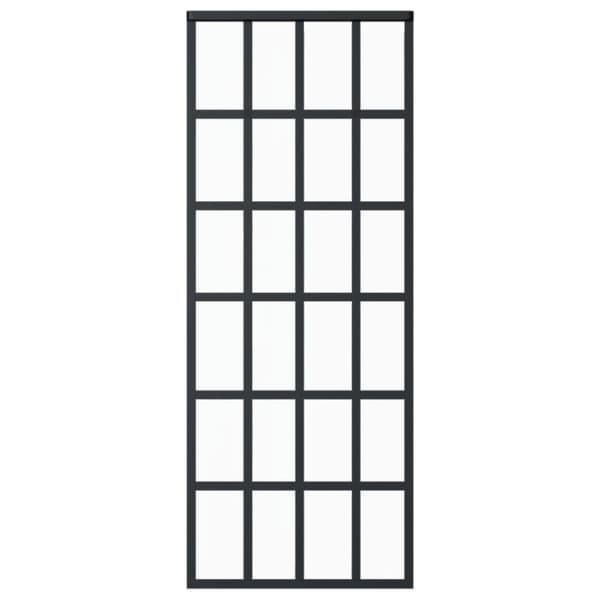 vidaXL Skjutdörr ESG-glas och aluminium 76x205 cm svart