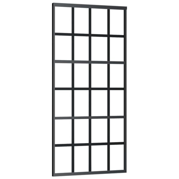 vidaXL skydedør 90x205 cm sikkerhedsglas og aluminium sort