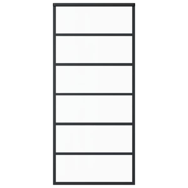 vidaXL skydedør 90x205 cm sikkerhedsglas og aluminium sort