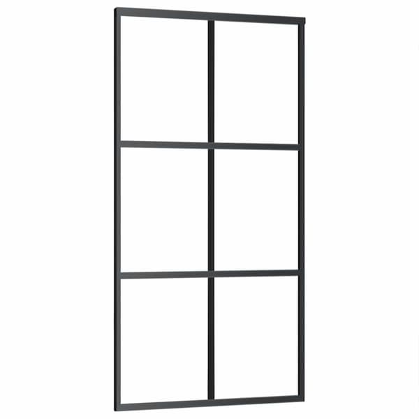vidaXL skydedør 102x205 cm sikkerhedsglas og aluminium  sort