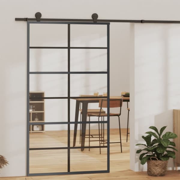 vidaXL Skyvedør med monteringssett 102x205 cm ESG glass og aluminium