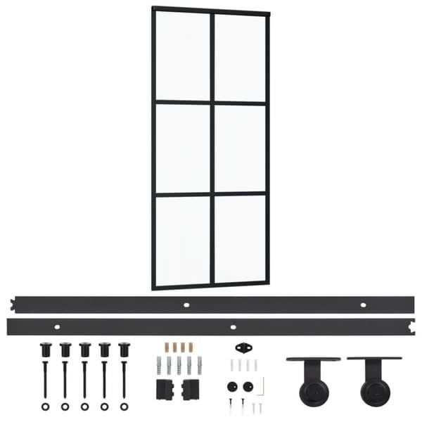 vidaXL Skyvedør med monteringssett 90x205 cm ESG glass og aluminium