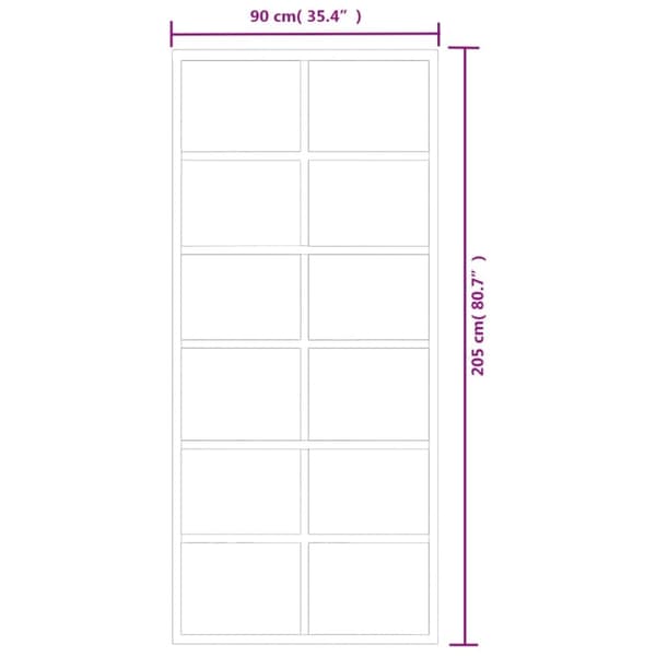 vidaXL Skjutdörr med beslagset ESG glas och aluminium 90x205 cm