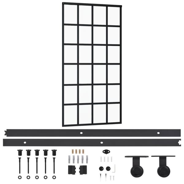 vidaXL Skjutdörr med beslagset ESG glas och aluminium 102x205 cm