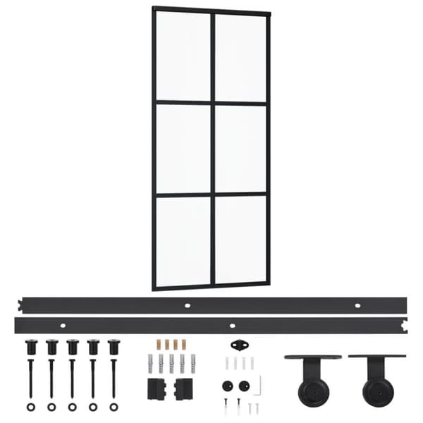 vidaXL Skyvedør med monteringssett 90x205 cm ESG glass og aluminium