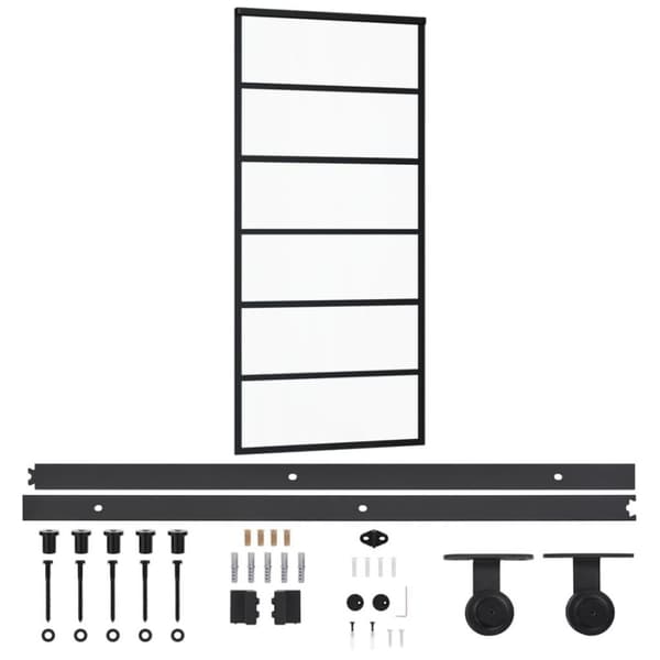 vidaXL skydedør m. monteringssæt 90x205 cm sikkerhedsglas og aluminium