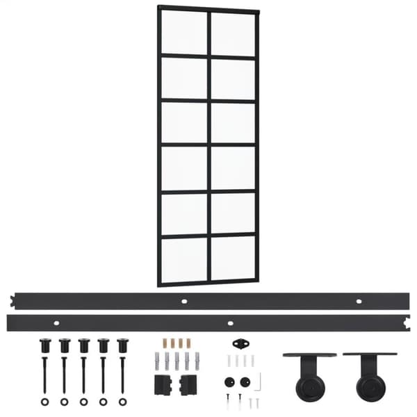 vidaXL skydedør m. monteringssæt 76x205 cm sikkerhedsglas og aluminium