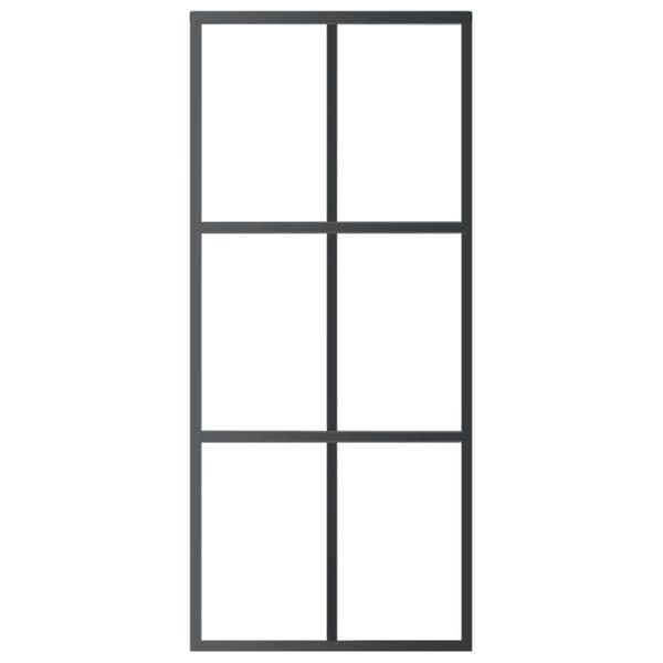 vidaXL skydedør m. monteringssæt 90x205 cm sikkerhedsglas og aluminium