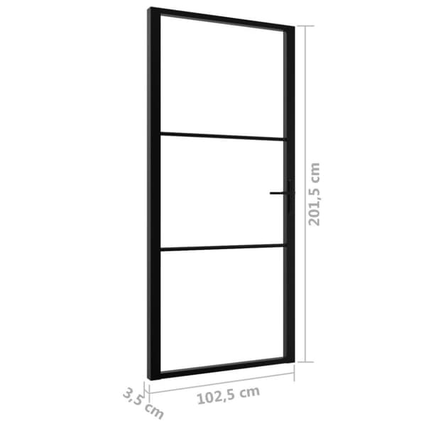 vidaXL Innerdør ESG-glass og aluminium 102,5x201,5 cm svart