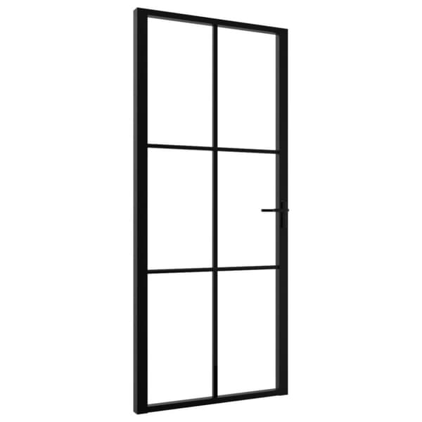 vidaXL Innerdør ESG-glass og aluminium 93x201,5 cm svart