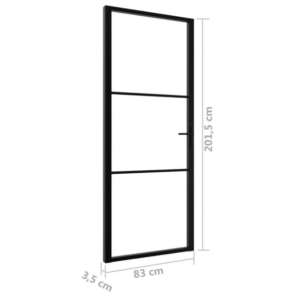 vidaXL Innerdør ESG-glass og aluminium 83x201,5 cm svart