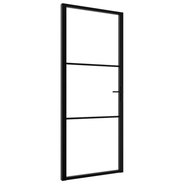 vidaXL Innerdør ESG-glass og aluminium 83x201,5 cm svart