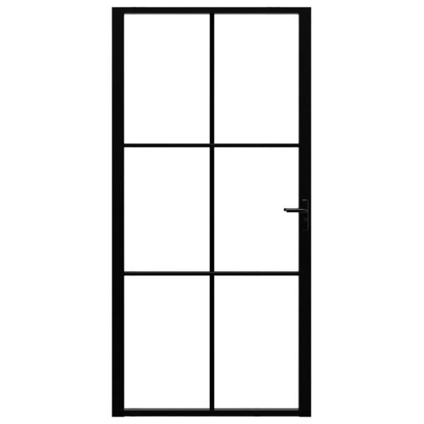 vidaXL Innerdør ESG-glass og aluminium 102,5x201,5 cm svart