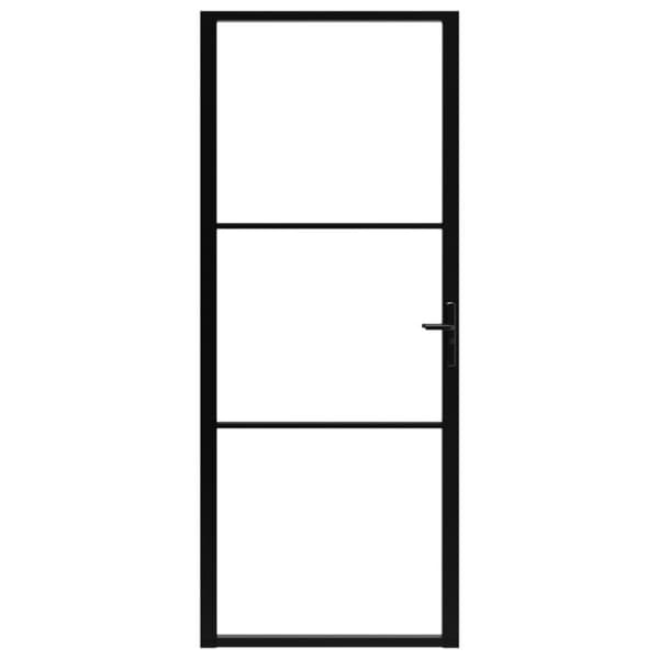 vidaXL Innerdörr ESG-glas och aluminium 93x201,5 cm svart