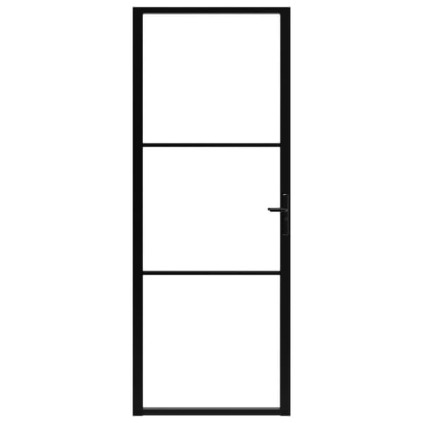 vidaXL indvendig dør 76x201,5 cm sikkerhedsglas og aluminium sort