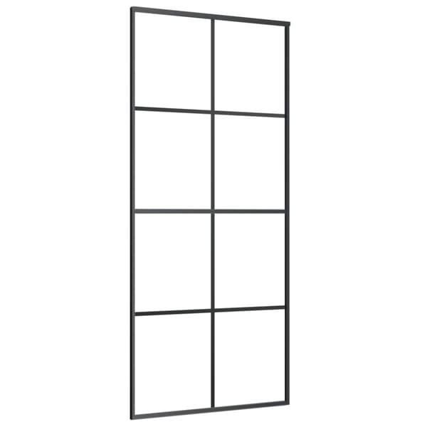 vidaXL Skyvedør svart 90x205 cm ESG glass og aluminium