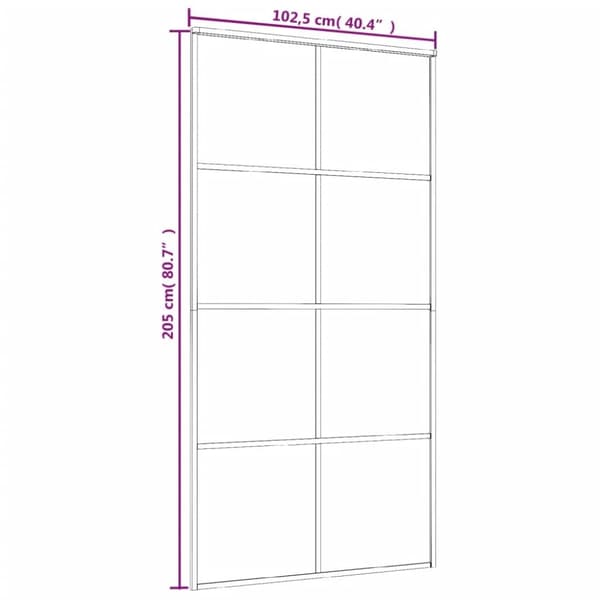 vidaXL Skyvedør svart 102,5x205 cm ESG glass og aluminium
