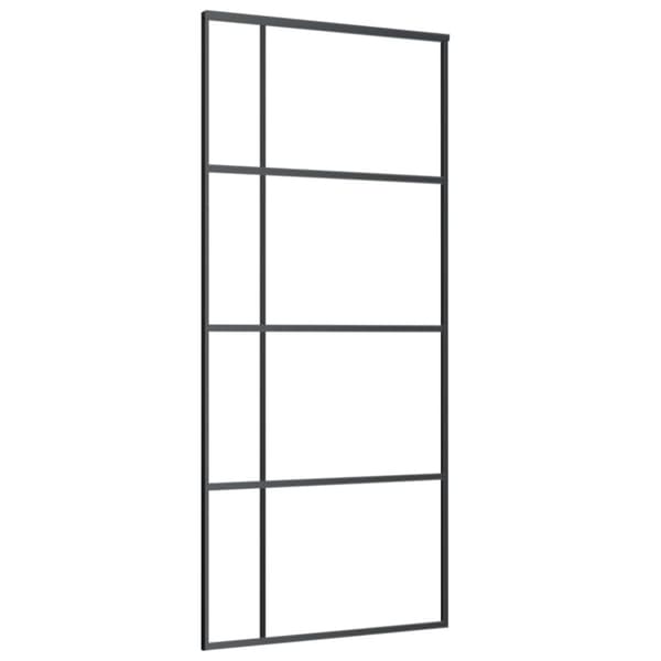 vidaXL Skjutdörr frostat ESG-glas och aluminium 90x205 cm svart