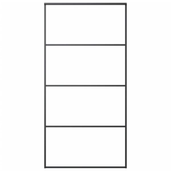 vidaXL Skyvedør frostet ESG-glass og aluminium 102,5x205 cm svart
