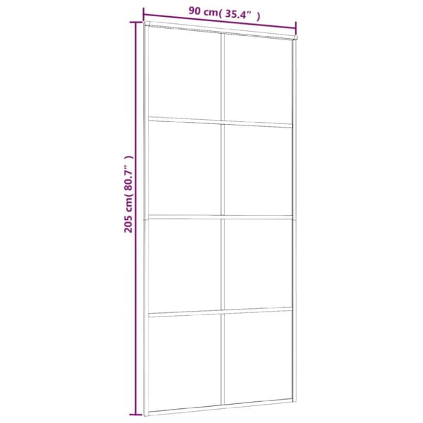 vidaXL Skyvedør frostet ESG-glass og aluminium 90x205 cm hvit