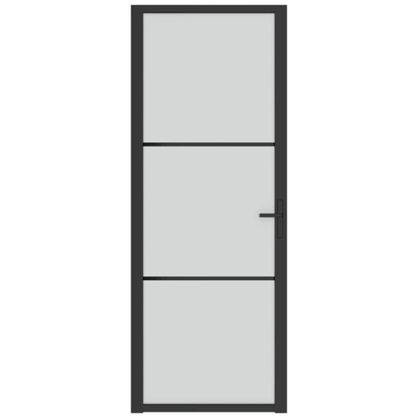 vidaXL Innerdörr 76x201,5 cm svart matt glas och aluminium