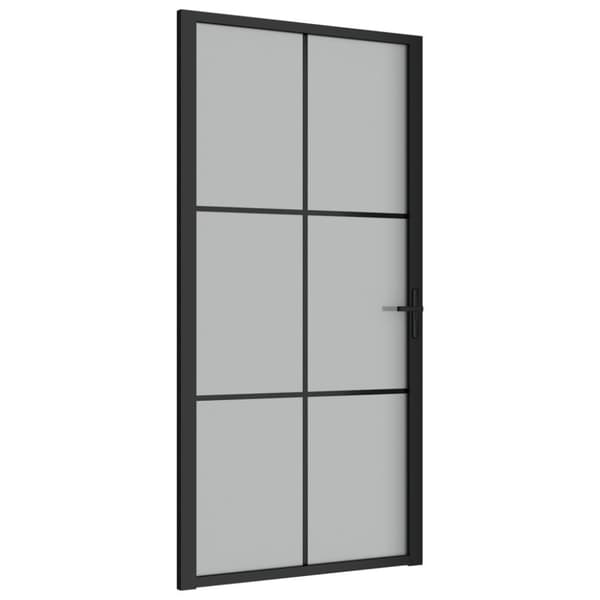 vidaXL dør 102,5x201,5 cm sikkerhedsglas mat glas og aluminium sort
