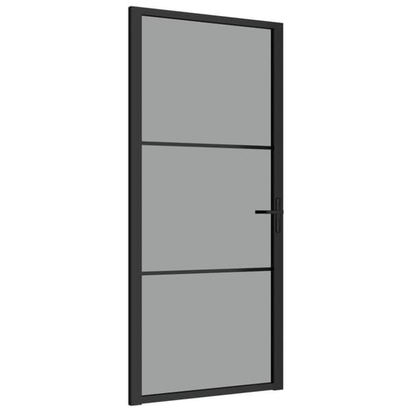 vidaXL Innerdörr 93x201,5 cm svart ESG-glas och aluminium