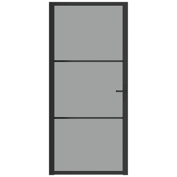 vidaXL dør 93x201,5 cm sikkerhedsglas og aluminium sort