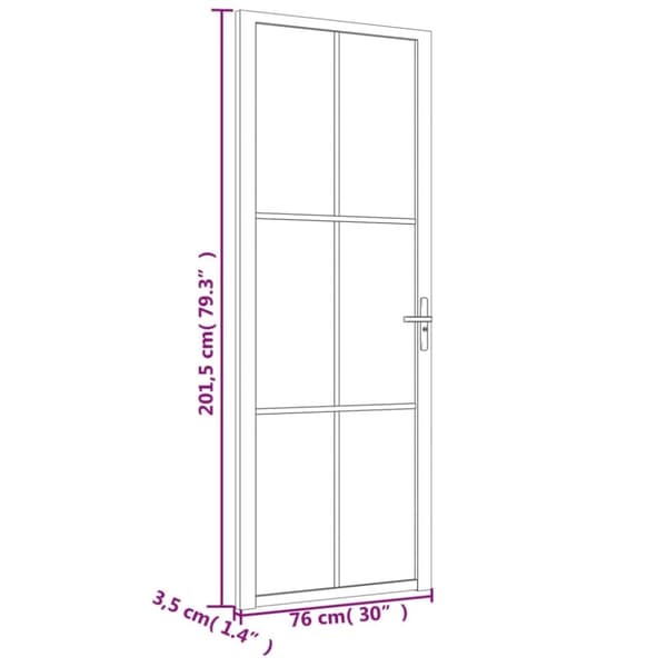 vidaXL Innerdør 76x201,5 cm hvit ESG glass og aluminium