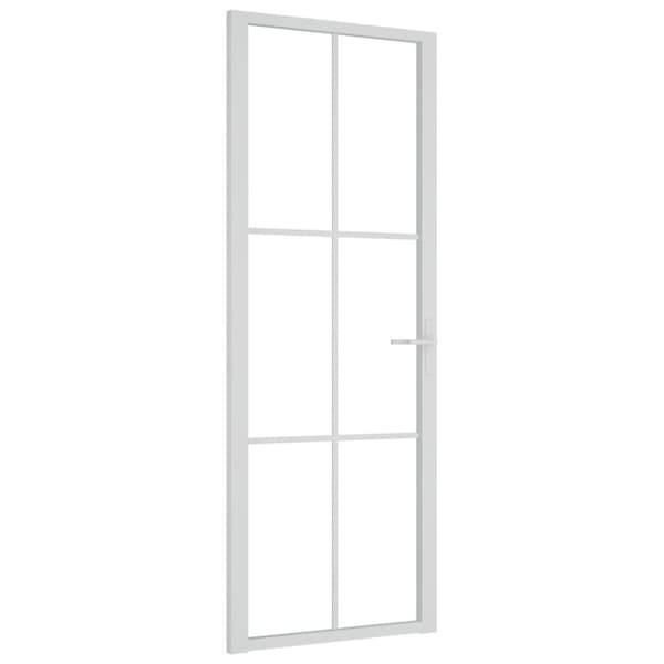 vidaXL Innerdør 76x201,5 cm hvit ESG glass og aluminium