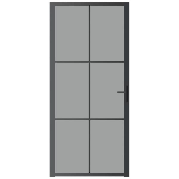 vidaXL dør 93x201,5 cm sikkerhedsglas og aluminium sort