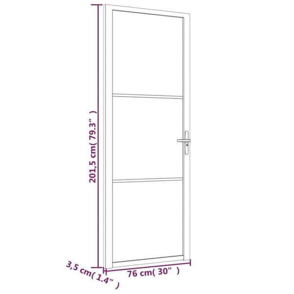 vidaXL Innerdør 76x201,5 cm hvit ESG glass og aluminium