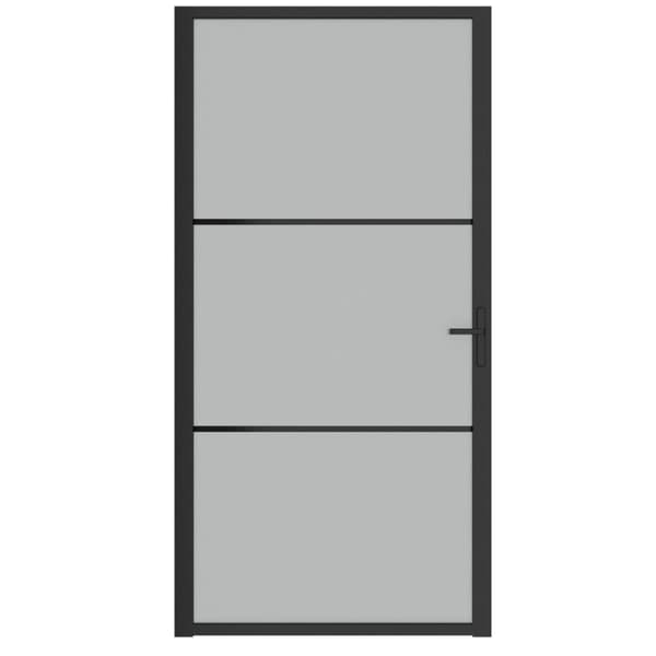 vidaXL dør 102,5x201,5 cm sikkerhedsglas mat glas og aluminium sort
