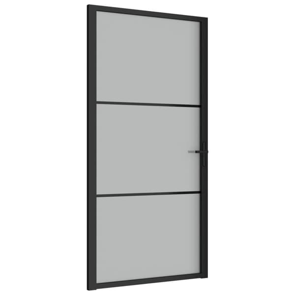 vidaXL dør 102,5x201,5 cm sikkerhedsglas mat glas og aluminium sort