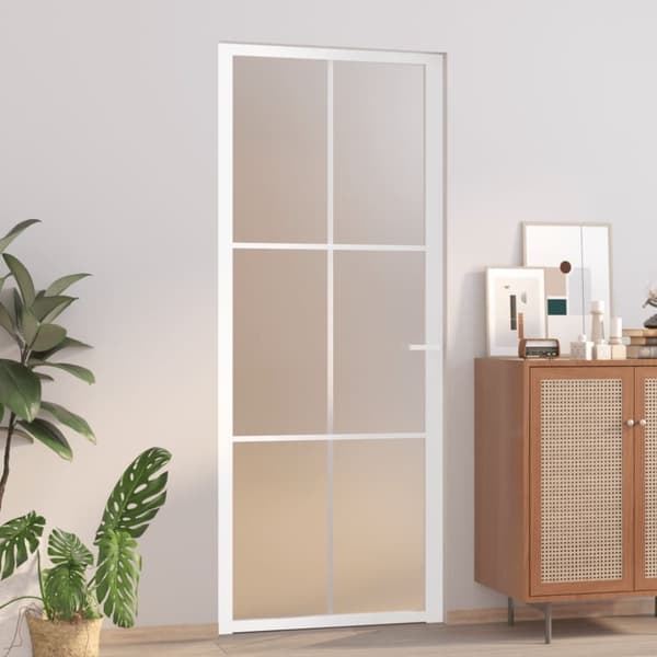 vidaXL dør 83x201,5 cm mat glas og aluminium hvid