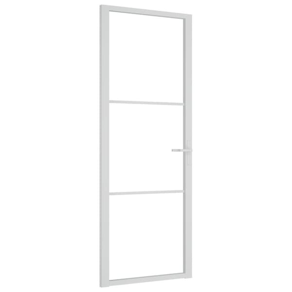 vidaXL Innerdør 76x201,5 cm hvit ESG glass og aluminium