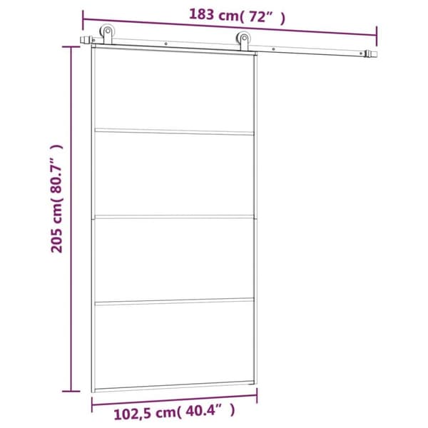 vidaXL Skjutdörr med hårdvara 102,5x205 cm ESG-glas och aluminium