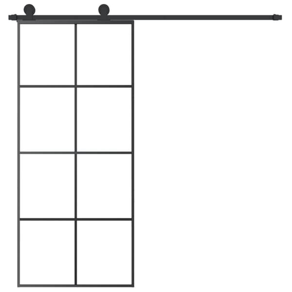 vidaXL Skjutdörr med beslagset ESG glas och aluminium 90x205 cm
