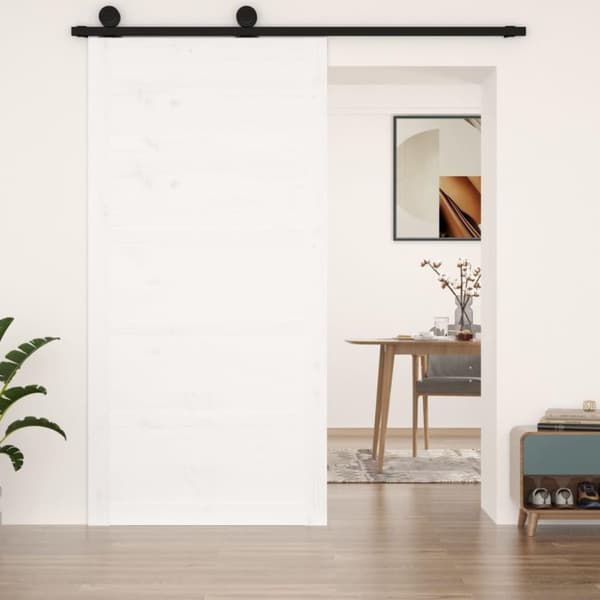vidaXL skydedør 100x1,8x204,5 cm massivt fyrretræ hvid