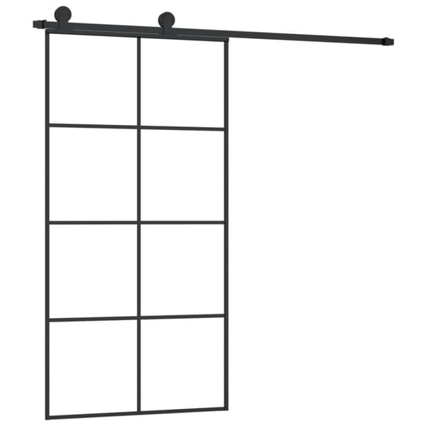 vidaXL skydedør med hardwaresæt 102,5x205 cm sikkerhedsglas aluminium