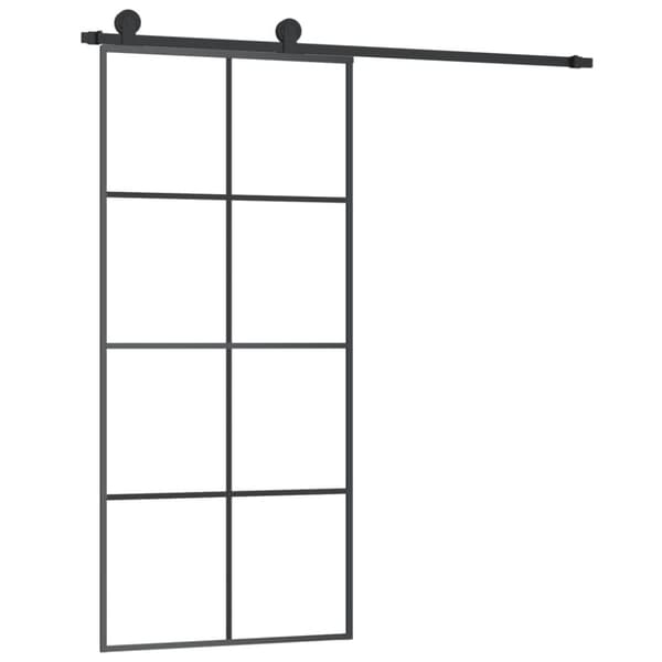 vidaXL skydedør med hardwaresæt 90x205 cm sikkerhedsglas aluminium