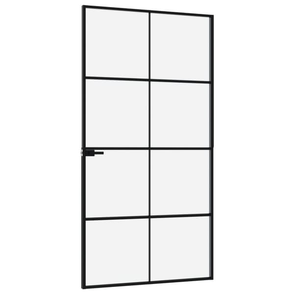 vidaXL dør 102x201,5 cm hærdet glas og aluminium sort