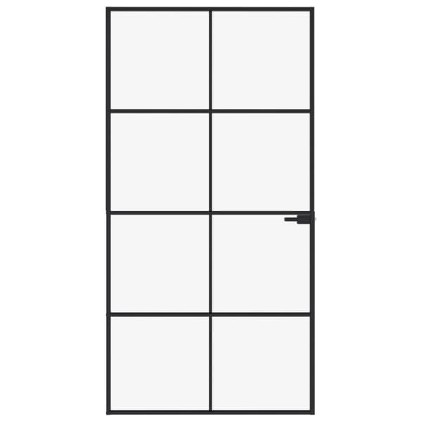vidaXL dør 102x201,5 cm hærdet glas og aluminium sort