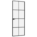 Miniatyrbillede 3 af 9: vidaXL dør 76x201,5 cm hærdet glas og aluminium sort