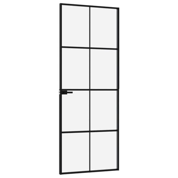 vidaXL dør 76x201,5 cm hærdet glas og aluminium sort