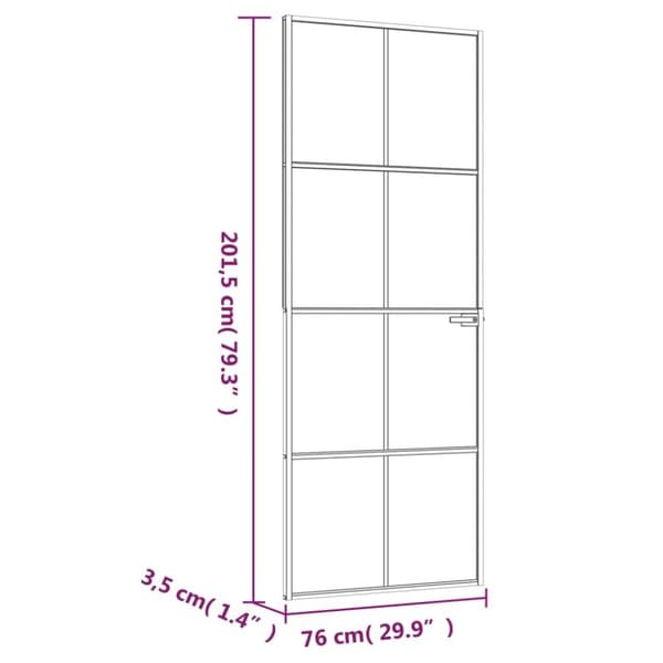 vidaXL dør 76x201,5 cm hærdet glas og aluminium sort