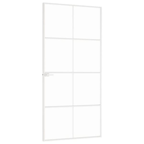 vidaXL dør 93x201,5 cm hærdet glas og aluminium hvid