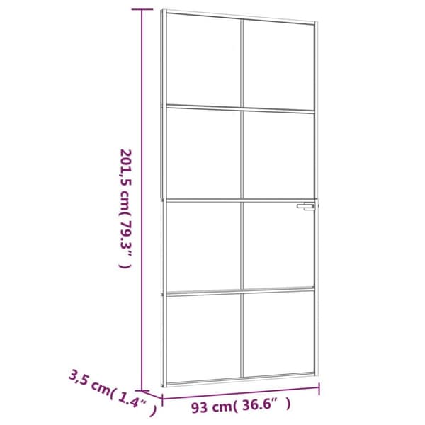 vidaXL dør 93x201,5 cm hærdet glas og aluminium hvid